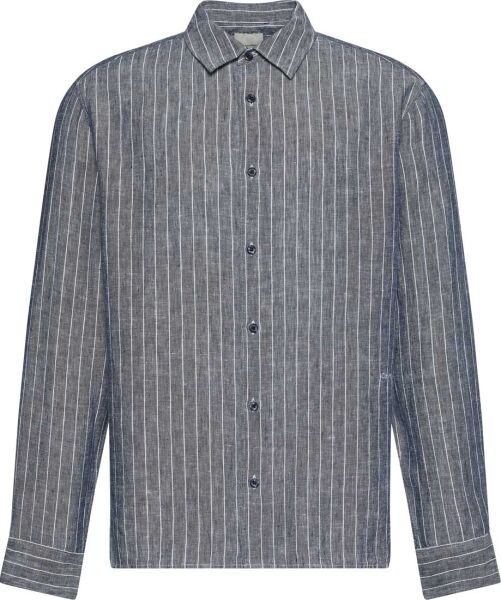 LS YD PINSTRIPE LINEN EASY SHI
