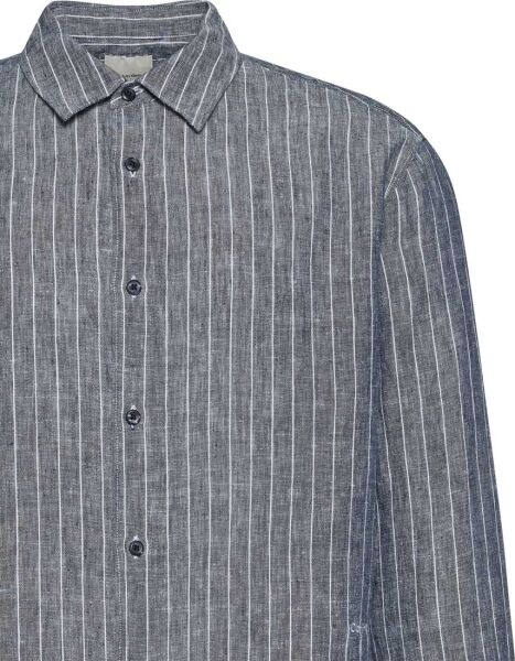 LS YD PINSTRIPE LINEN EASY SHI