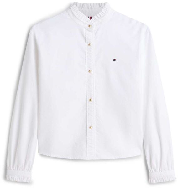 OXFORD CROP RUFFLE LS SHIRT