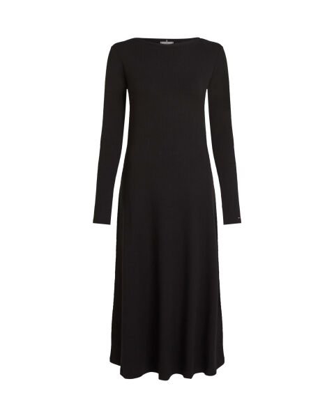 5X2 RIB FLARE MIDI DRESS LS