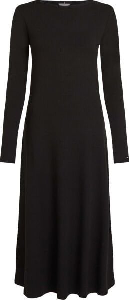 5X2 RIB FLARE MIDI DRESS LS