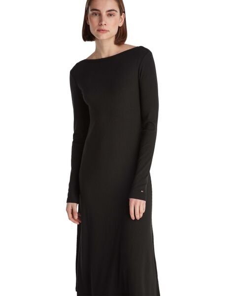 5X2 RIB FLARE MIDI DRESS LS