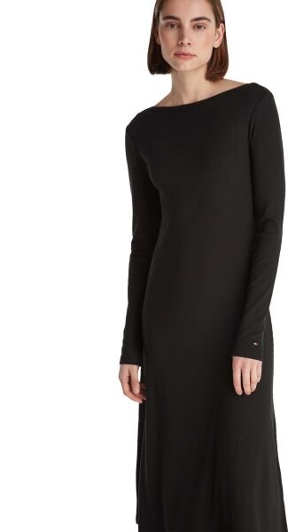 5X2 RIB FLARE MIDI DRESS LS