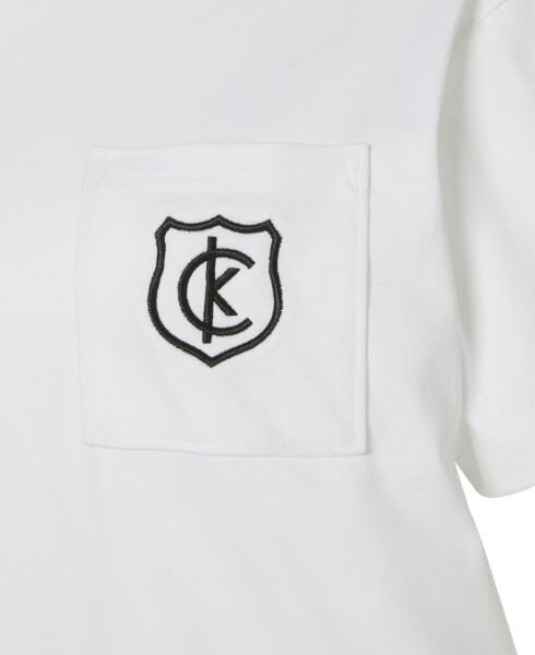 SS BOXY CK CREST CROP POCKET T