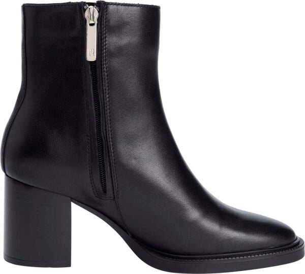 STACKED HEEL LEATHER ANKLE BOO