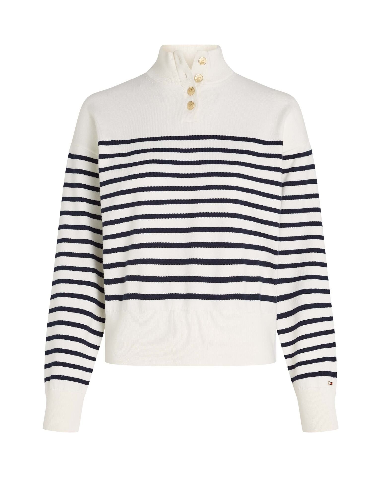 CO JERSEY GOLD BTN MOCK-NK SWT