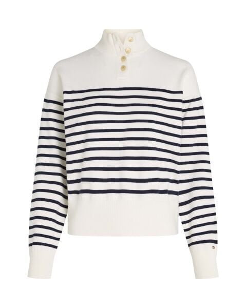 CO JERSEY GOLD BTN MOCK-NK SWT