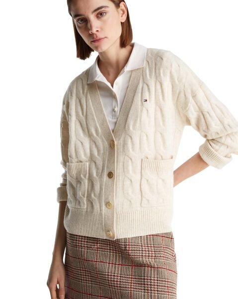 SOFT WOOL CABLE CARDIGAN