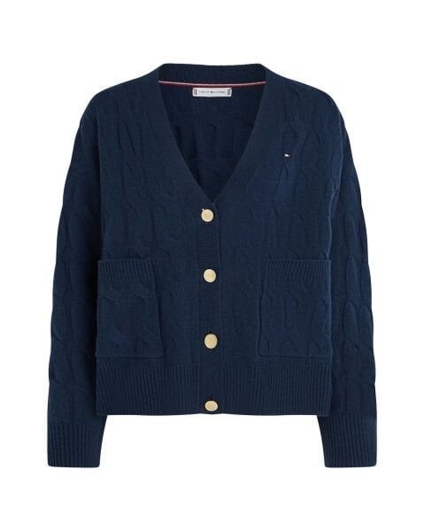 SOFT WOOL CABLE CARDIGAN