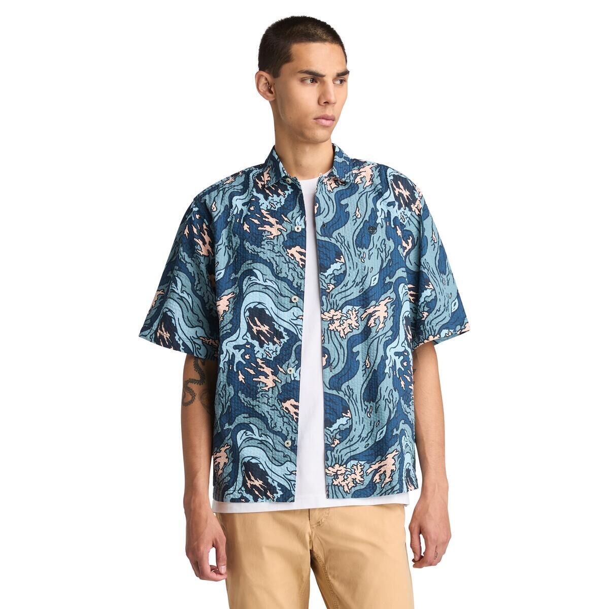 Seersucker Graphic Resort Shirt