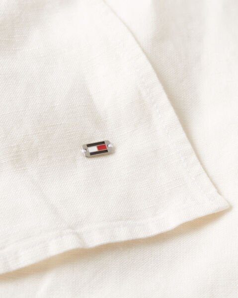 TEXTURED LINEN WRAP BLOUSE