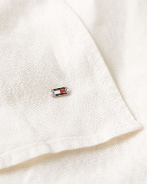 TEXTURED LINEN WRAP BLOUSE