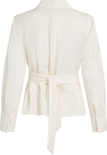 TEXTURED LINEN WRAP BLOUSE