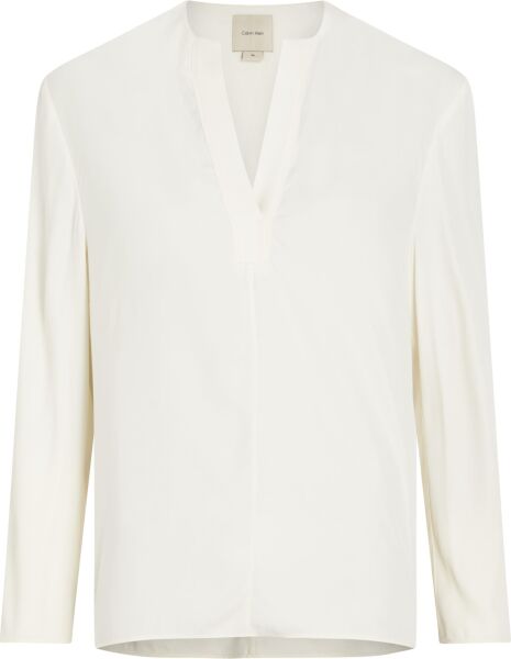 VISCOSE TWILL LS V NECK BLOUSE