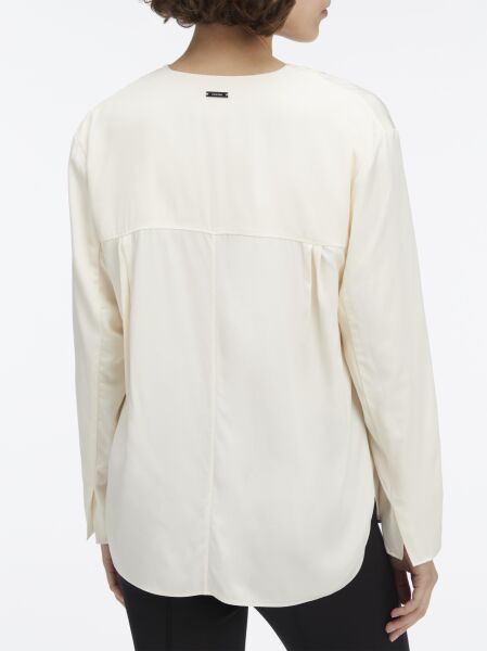 VISCOSE TWILL LS V NECK BLOUSE