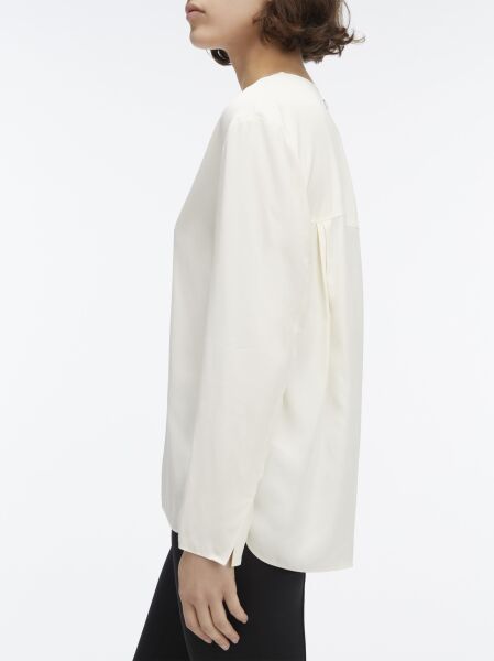 VISCOSE TWILL LS V NECK BLOUSE