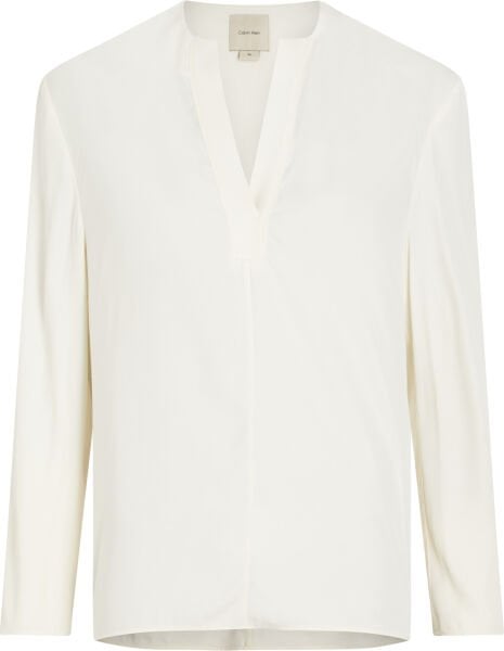 VISCOSE TWILL LS V NECK BLOUSE