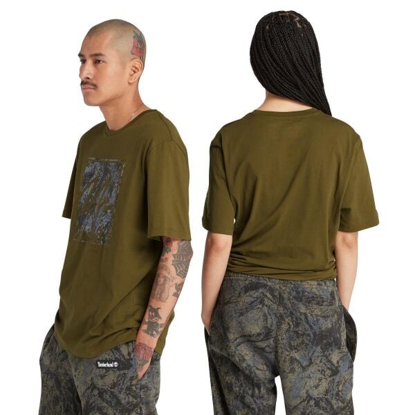 SS Mountains Camo Printed Stack Logo Tee