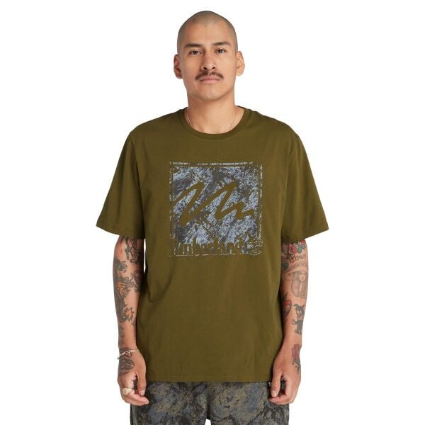SS Mountains Camo Printed Stack Logo Tee