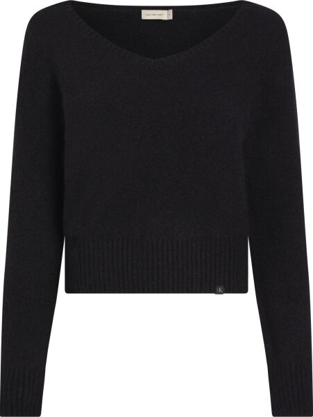 FLUFFY YARN V-NECK SWEATER