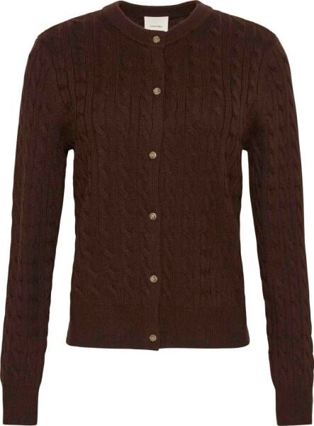 WOOL CABLE CREWNECK CARDIGAN