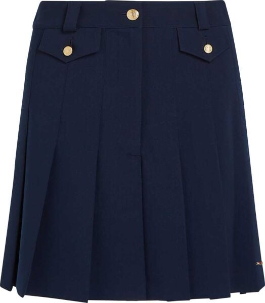 GOLD BUTTON PLEATED MINI SKIRT