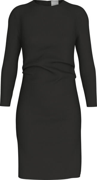 Stretch Crepe LS Gathered Dres