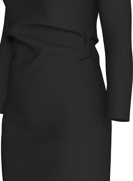 Stretch Crepe LS Gathered Dres