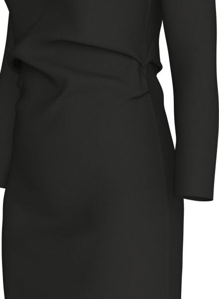 Stretch Crepe LS Gathered Dres