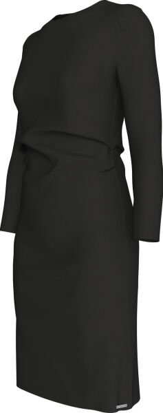 Stretch Crepe LS Gathered Dres