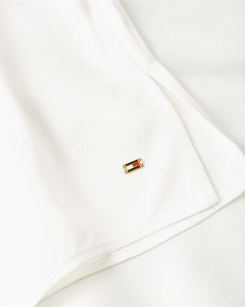 SATEEN RUFFLE TIE NECK SHIRT