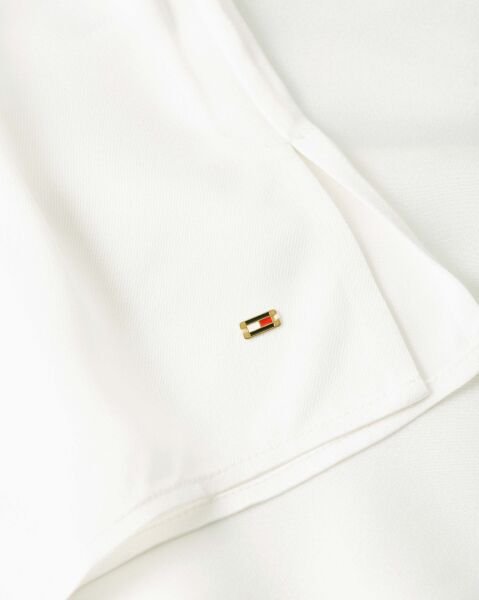 SATEEN RUFFLE TIE NECK SHIRT