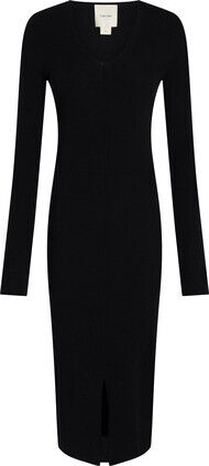 SOFT RIB V-NECK MIDI DRESS