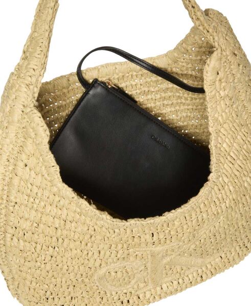 BOLD CK RAFFIA LG SHOULDER BAG