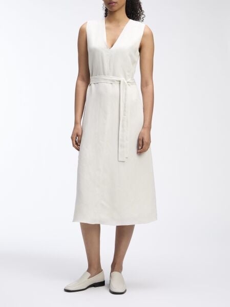 TENCEL LINEN NS V NECK DRESS