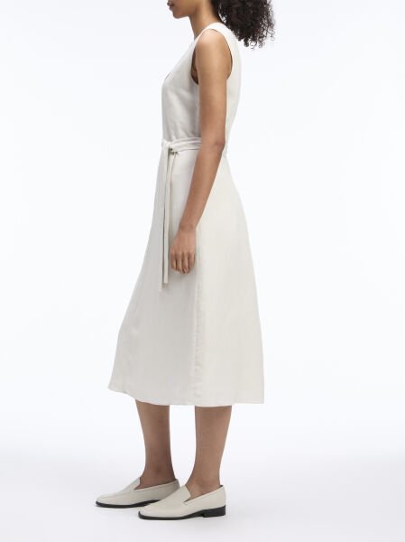 TENCEL LINEN NS V NECK DRESS