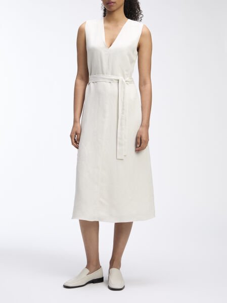 TENCEL LINEN NS V NECK DRESS
