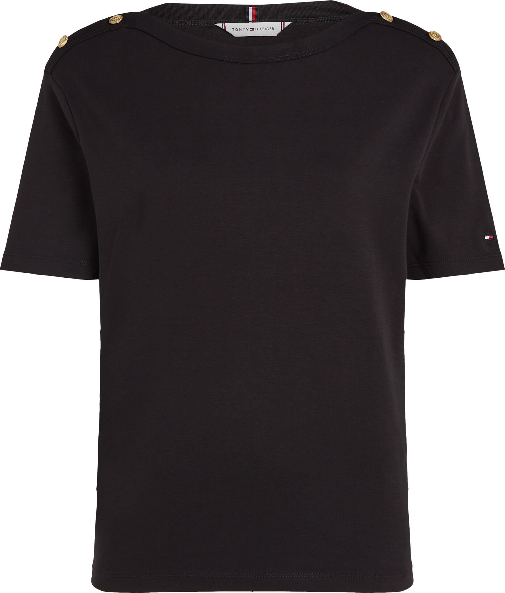 REG STRIPE GOLD BTN C-NK SS