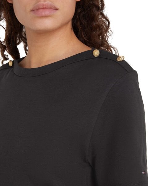 REG STRIPE GOLD BTN C-NK SS