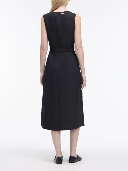 TENCEL LINEN NS V NECK DRESS