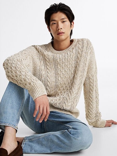 MOULINE ARAN CABLE CREW NECK