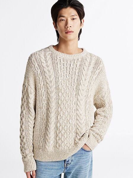 MOULINE ARAN CABLE CREW NECK