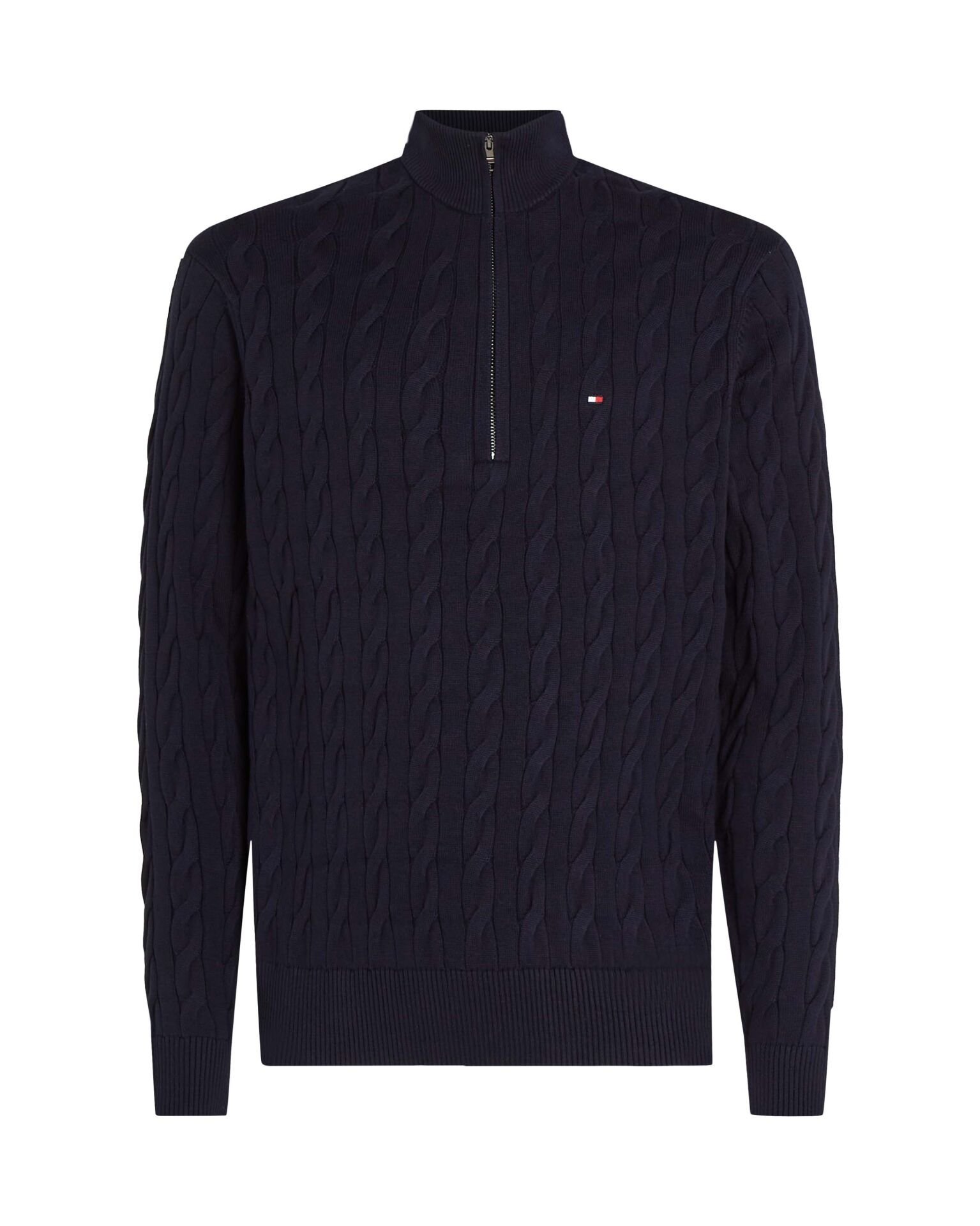 CLASSIC COTTON CABLE ZIP MOCK