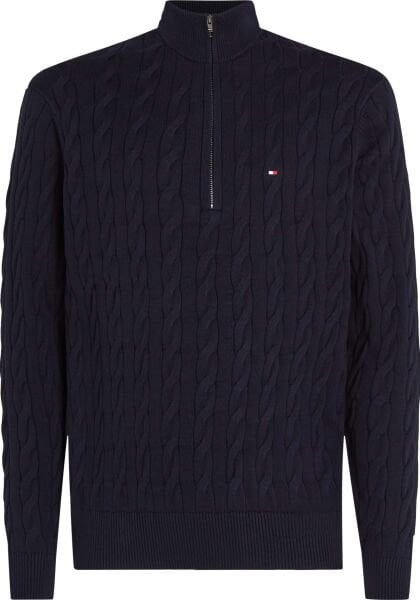 CLASSIC COTTON CABLE ZIP MOCK