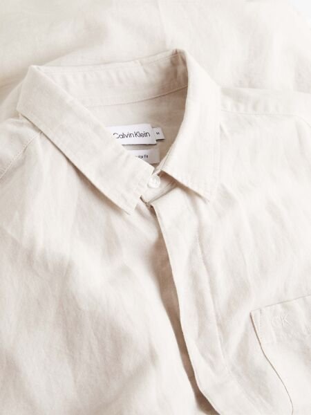 COTTON LINEN CHEST POCKET SHIR