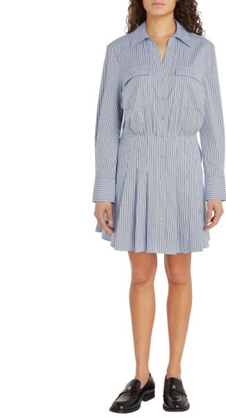 PLEATED CO MIX SHORT LS DRESS