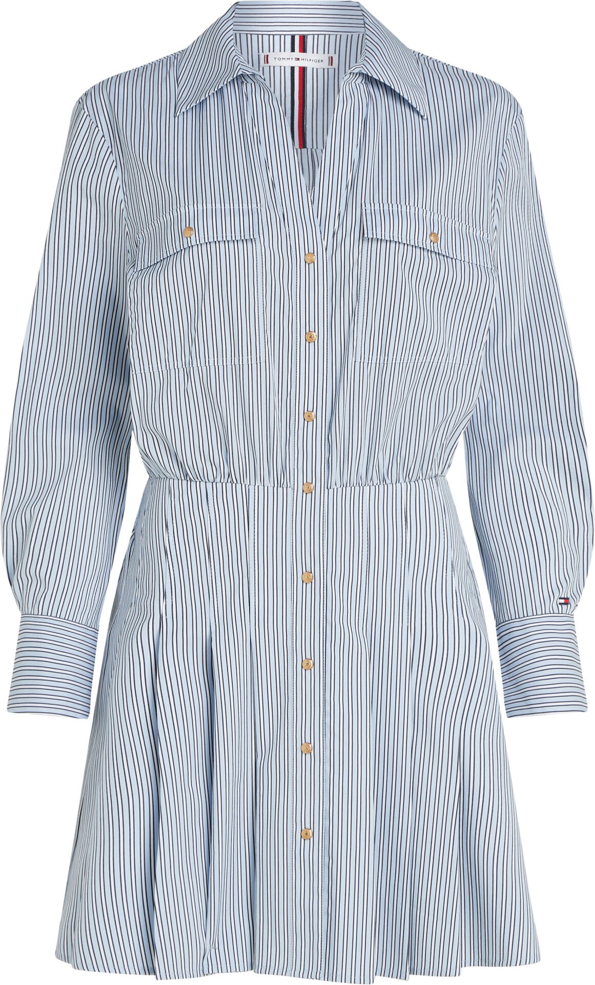 PLEATED CO MIX SHORT LS DRESS