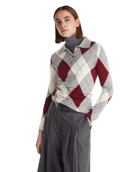 CO ARGYLE POLO-NK SWEATER