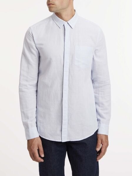 COTTON LINEN CHEST POCKET SHIR
