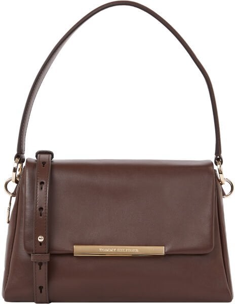 TH PLAQUE LEATHER SHOULDER BAG